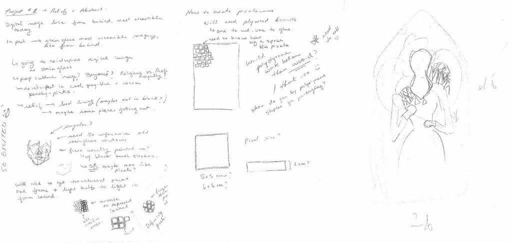 Sketchbook: Working through my ideas for a stained glass inspired vacuform piece