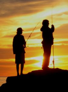 Two individuals fishing