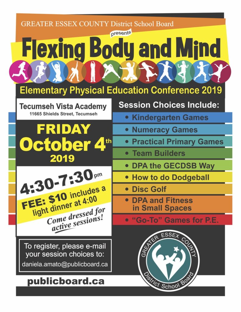 GECDSB: Flexing Body and Mind 
Elementary Physical Education Conference 2019 Flyer